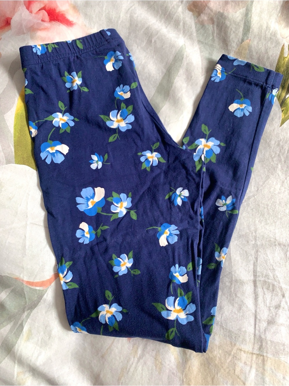 Old Navy Blue Floral Stretch Leggings